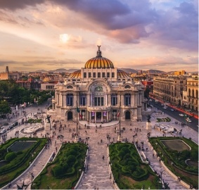 Aerial view of a large government building